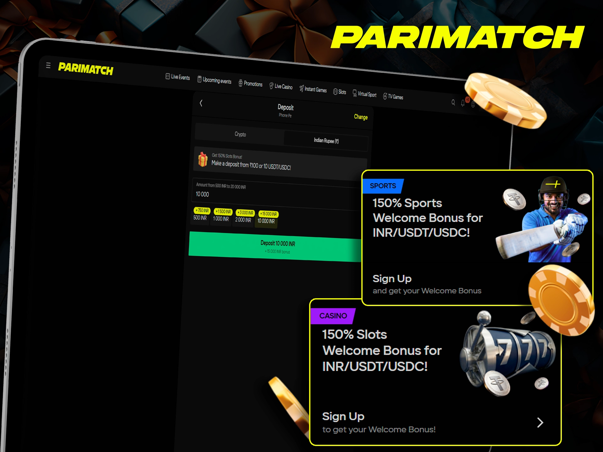 Parimatch — 120% auf die erste Einzahlung